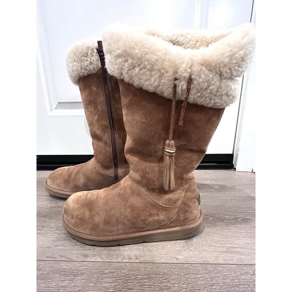 UGG Australia Plumdale Winter Boots Womens Sz 10 EUR 41 Brown Leather Sheepskin - Picture 6 of 12